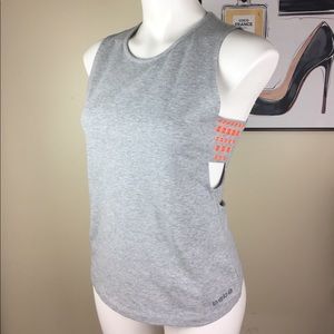 New Bebe cotton grey tank Orange studded bands sz XS